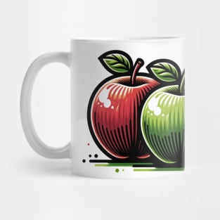 Apples Green Red Trees Fruit Vintage Mug